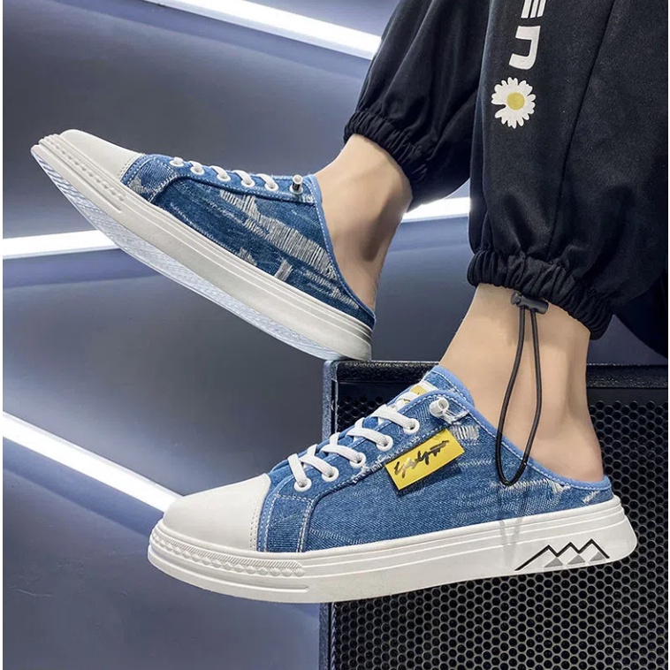 Giày lười vải canvas thoáng khí không gót thời trang mùa hè cho nam