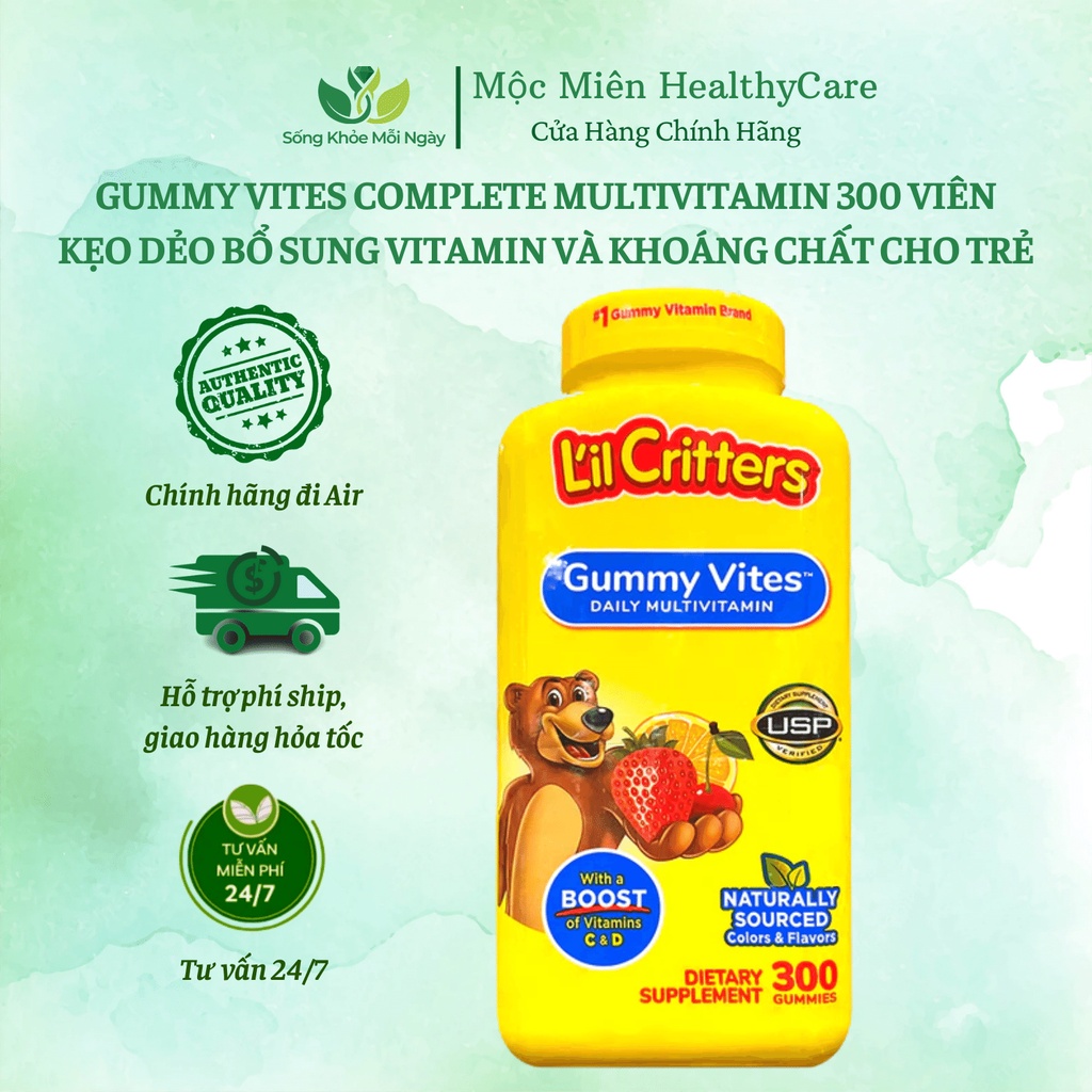 Kẹo Dẻo Gấu Bổ Sung Vitamin Lil'Critter Gummy Vites Multivitamin Complete Cho Trẻ Từ 2 Tuổi 300 Viên