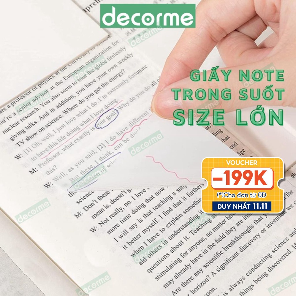 Giấy note copy DecorMe giấy note trong suốt tàng hình giấy ghi chú nhiều màu không thấm nước phụ kiện văn phòng phẩm