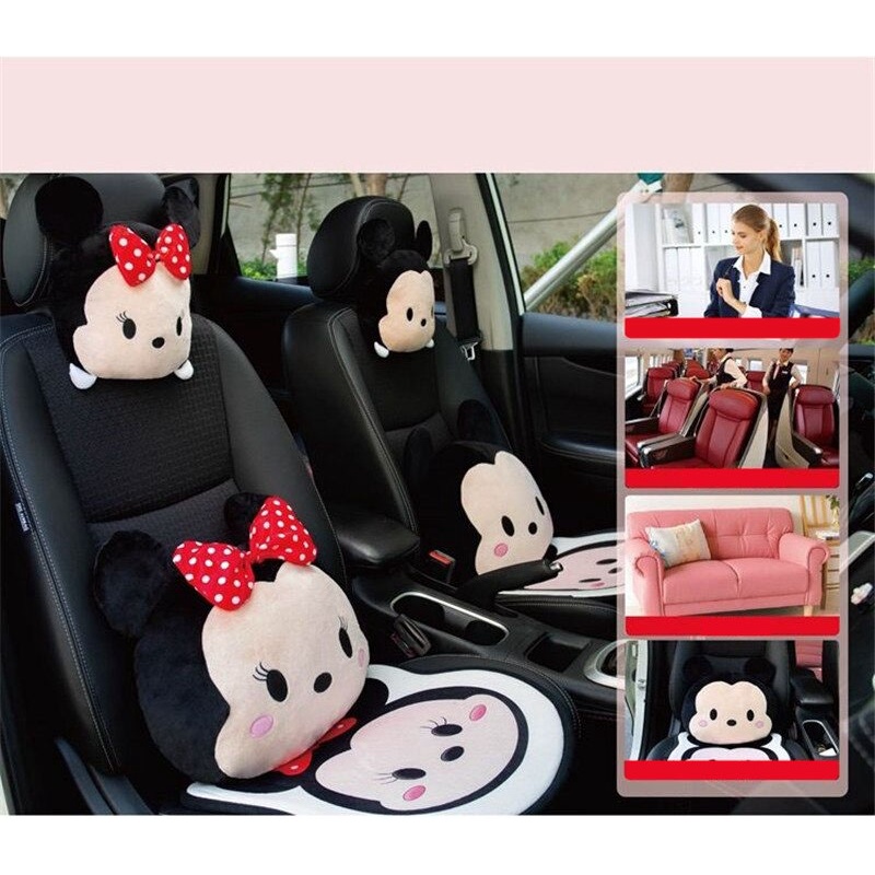 Gối Tựa Lưng Kiểu Dáng Hoạt Hình Mickey Và Minnie Disney Đáng Yêu Cho Xe Hơi