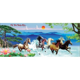 Tranh thêu chữ thập Mã đáo thành công 8 ngựa AL53502 |131x62cm| chưa thêu