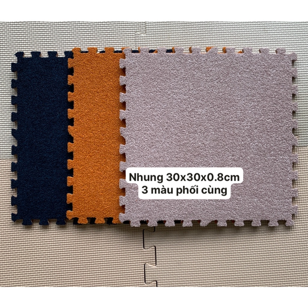 Thảm xốp chất nỉ, nhung hàng đẹp kích thước 30x30cm có độ dày 0.5cm,0.8cm 1cm