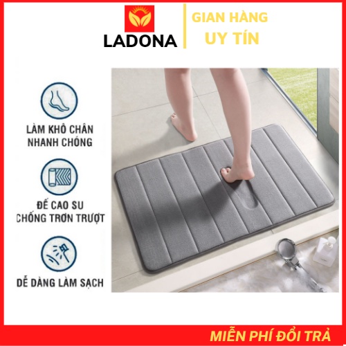 THẢM LAU CHÂN , THẢM CHÙI CHÂN 3D CHỐNG TRƠN TRƯỢT SIÊU THẤM NHÀ TẮM , NHÀ BẾP 40x60CM LADONA TL1