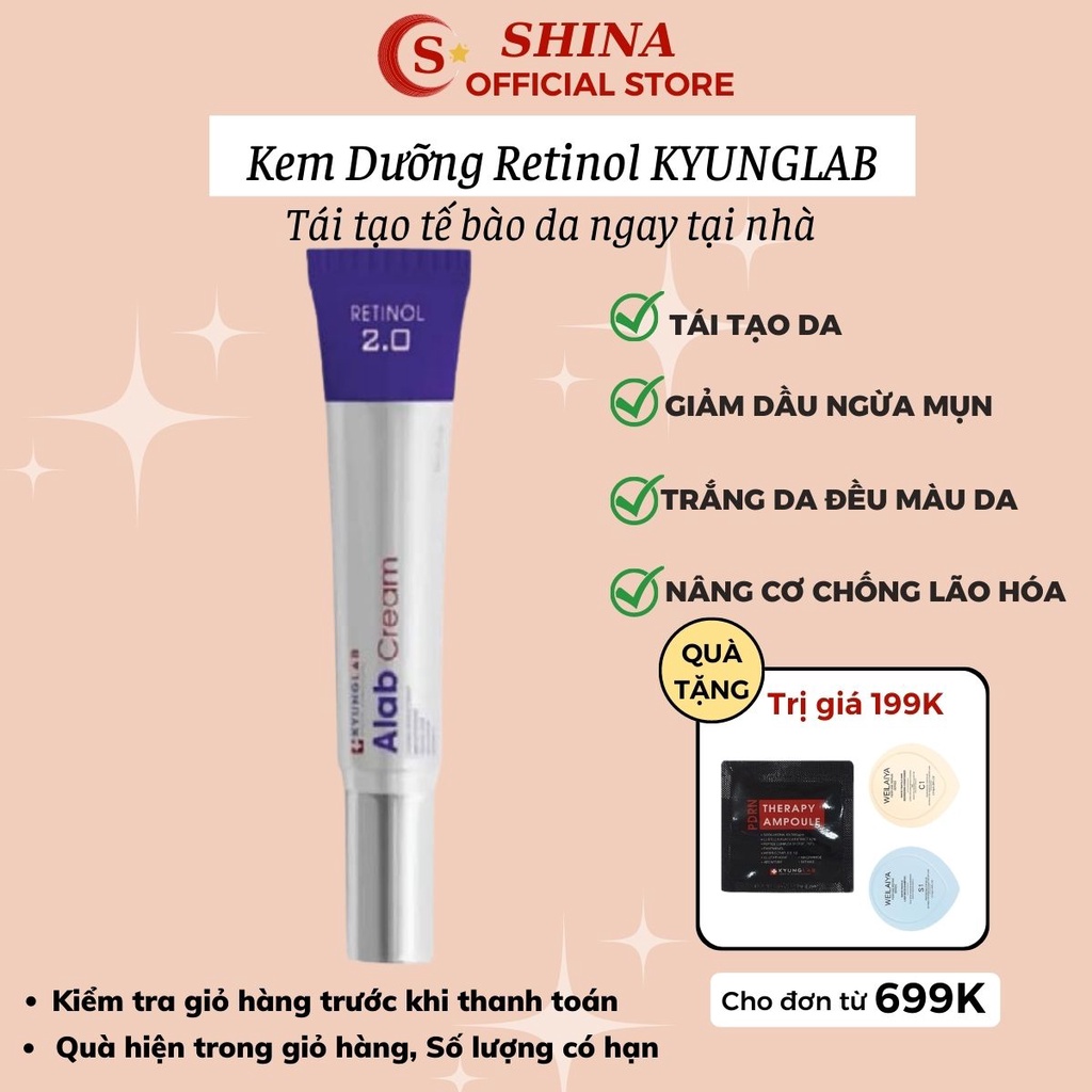 Kem dưỡng Retinol Alab Cream Kyung Lab 30ml thế hệ mới phục hồi dưỡng trắng da ngừa mụn,chống lão hóa xóa thâm nám-Shina