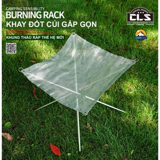 Giá đốt củi / Khay đốt củi dã ngoại inox gấp gọn CLS (Thế hệ mới khung tháo ráp) cắm trại du lịch ngoài trời