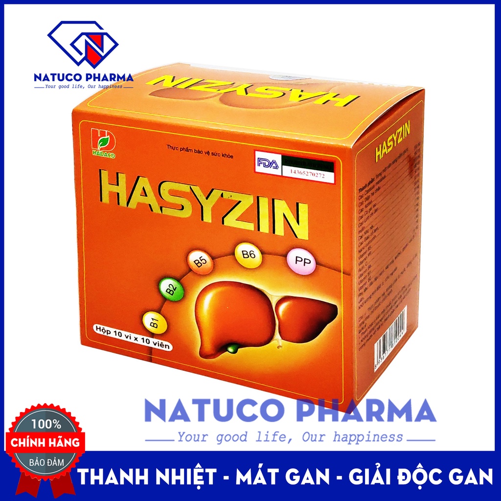 Viên uống bổ gan HASYZIN - Cà gai leo, actiso, diệp hạ châu, linh chi - giúp giải độc gan, mát gan, lợi mật 100 viên
