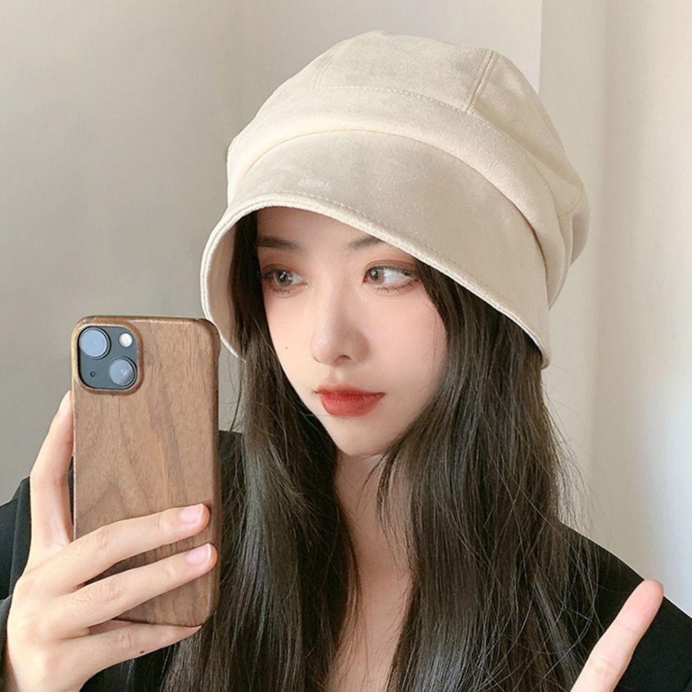 Mũ Nồi Da Lộn Màu Trơn Phong Cách Anh Quốc Thời Trang Cho Nữ