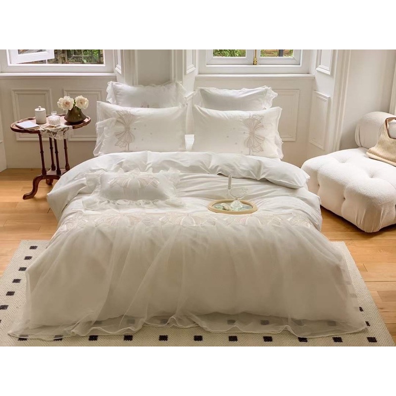 Set Chăn Ga Gối Lụa Satin Thêu (Set 7 món)