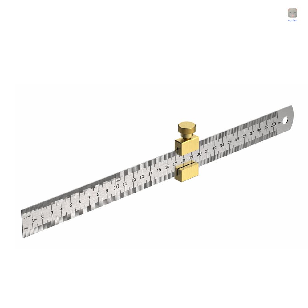 Khối Định Vị Đường Dây Bằng Thép Đồng Thau Kèm Thước Đo 300mm Chuyên Dụng Làm Mộc DIY