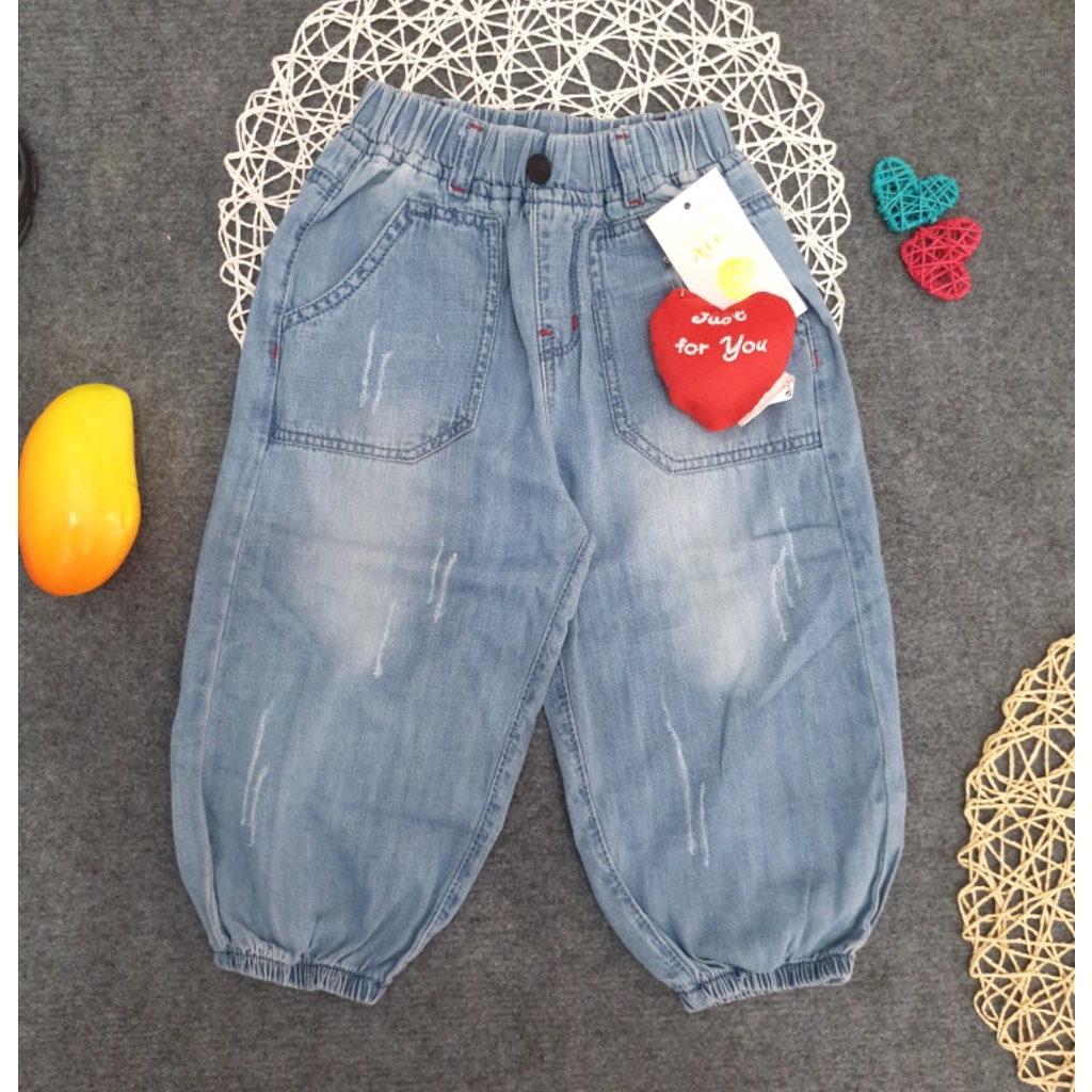 Quần Jeans dài ống túm Alibaba cho bé gái 14-24kg