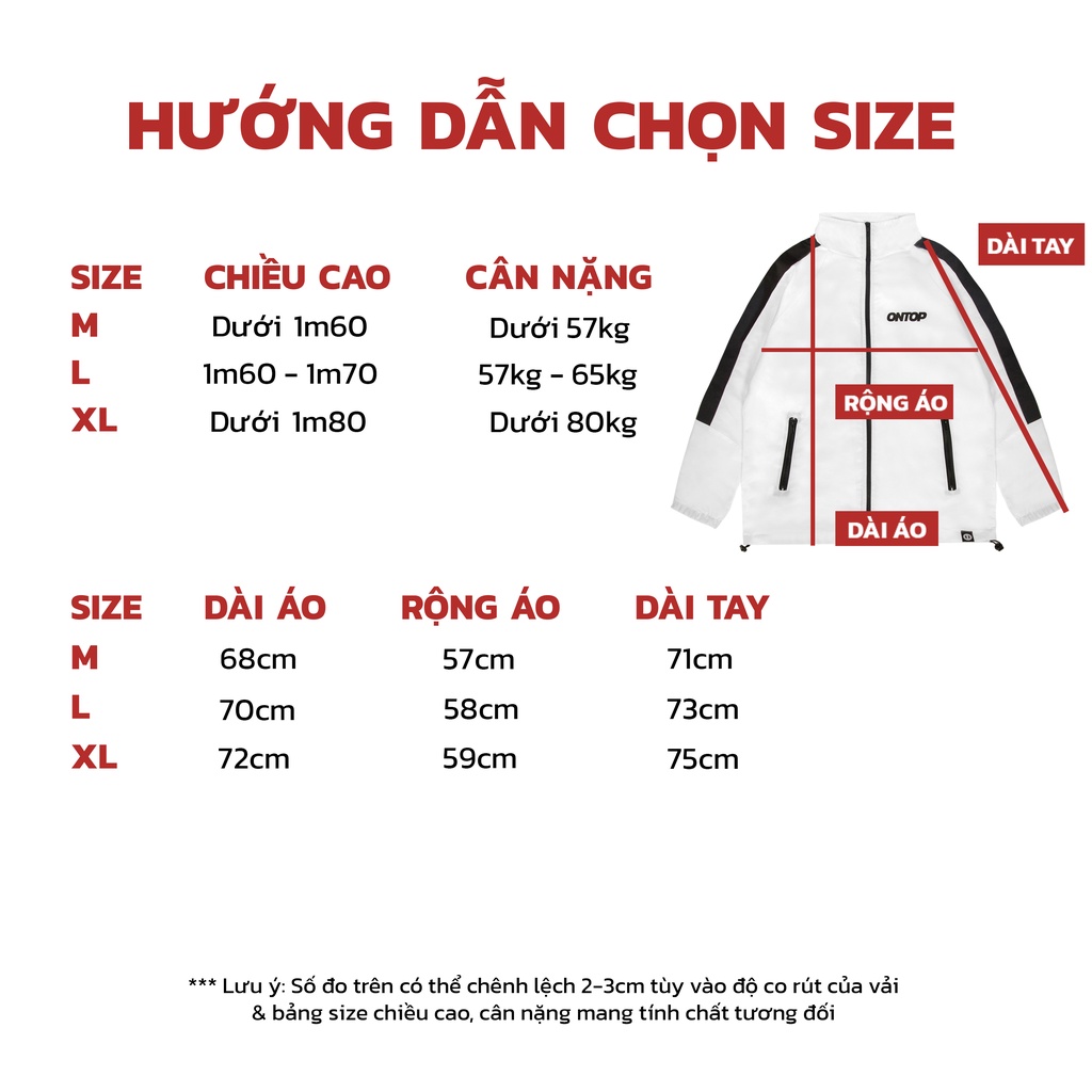 Áo khoác dù local brand ONTOP Bold Track màu trắng