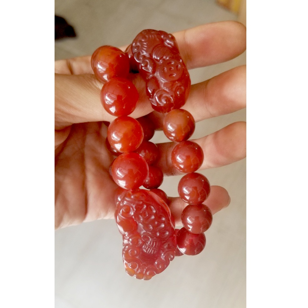Vòng tay chuỗi M.A.N.A.O đỏ tỳ hưu-nhiều cỡ ly
