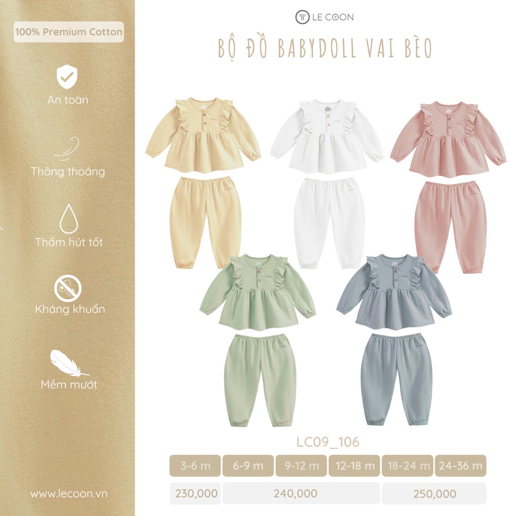 Le coon - Bộ đồ BabyDoll vai bèo LC09106
