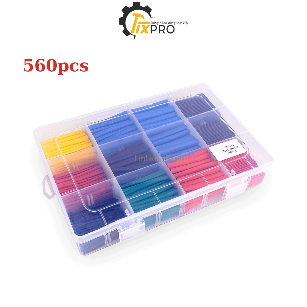 Bộ 560 ống gen co nhiệt nhiều màu đóng hộp túi