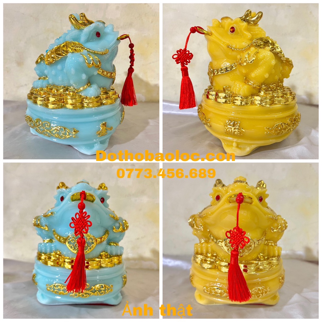 Thiềm Thừ phong thủy ( Cóc ngậm tiền ) để trên bàn thờ Thần Tài chiêu tài hút lộc cao 18cm [ Ảnh thật shop chụp ]