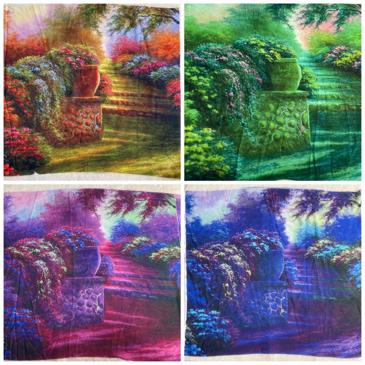 Vải Voan Chiffon Khúc (68cm x 1m46) Họa Tiết Bình Hoa - Mỏng, Nhẹ, Co Giãn - May Khăn Choàng, Áo Kiểu, Tập May
