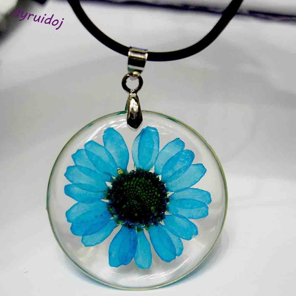 Vòng cổ Mặt Quả Cầu Hoa Cúc Khô Bằng Nhựa Resin Phong Cách Boho Thời Trang DYRUIDOJ1