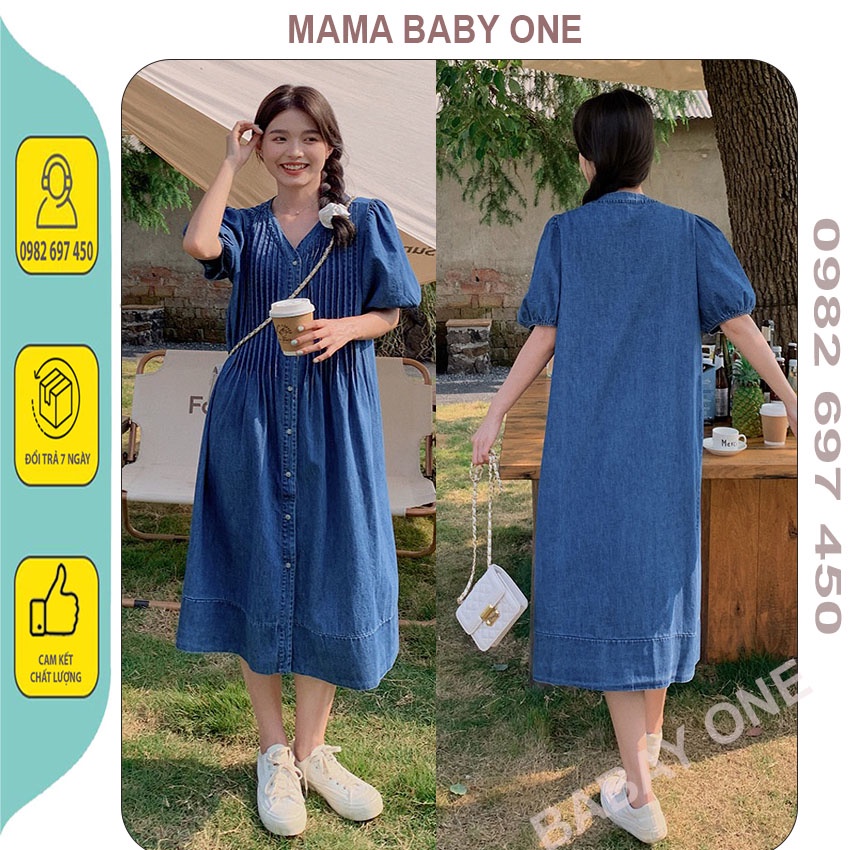 VÁY BẦU CÔNG SỞ BÒ DÁNG DÀI - ĐẦM BẦU BÒ THIẾT KẾ XẾP LY DÁNG BABAY DOLL TAY BỒNG XINH..