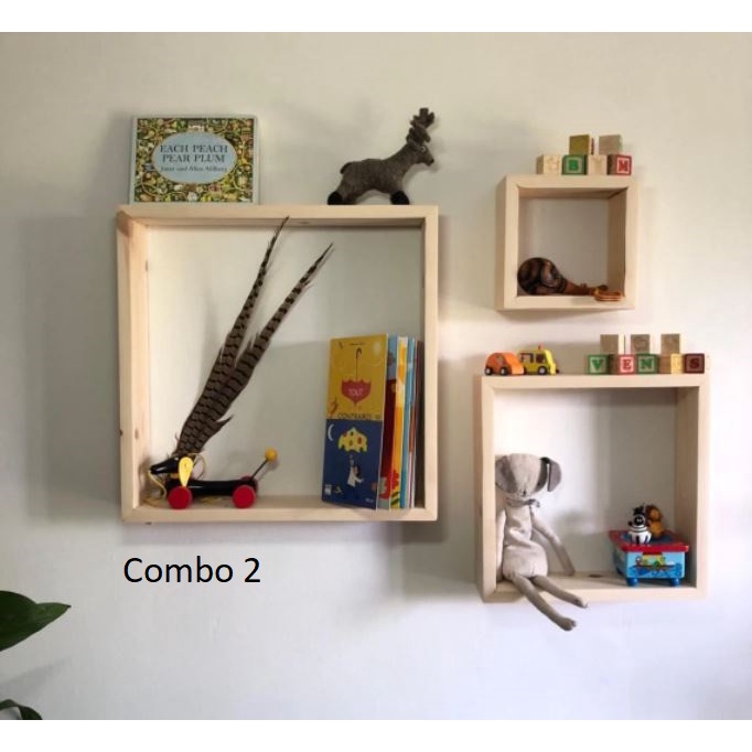 Combo Kệ Trang Trí Tường Gỗ Thông Nhiều Mẫu