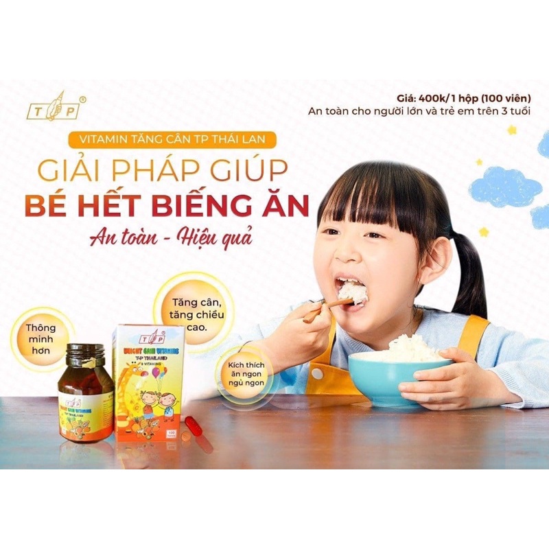 Com bô 3 hộp Vitamin Tăng cân TP thái lan 100 viên chính hãng
