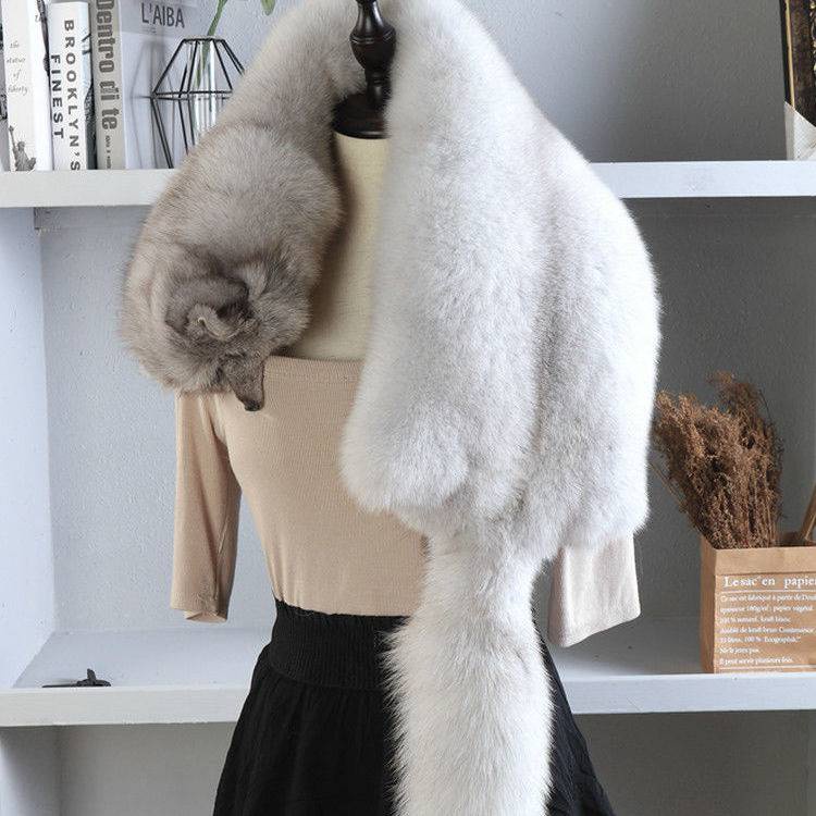 Khăn Choàng Cổ Bằng Da Cáo Phối Lông Cáo Thời Trang Thu Đông Cho Nam Và Nữ