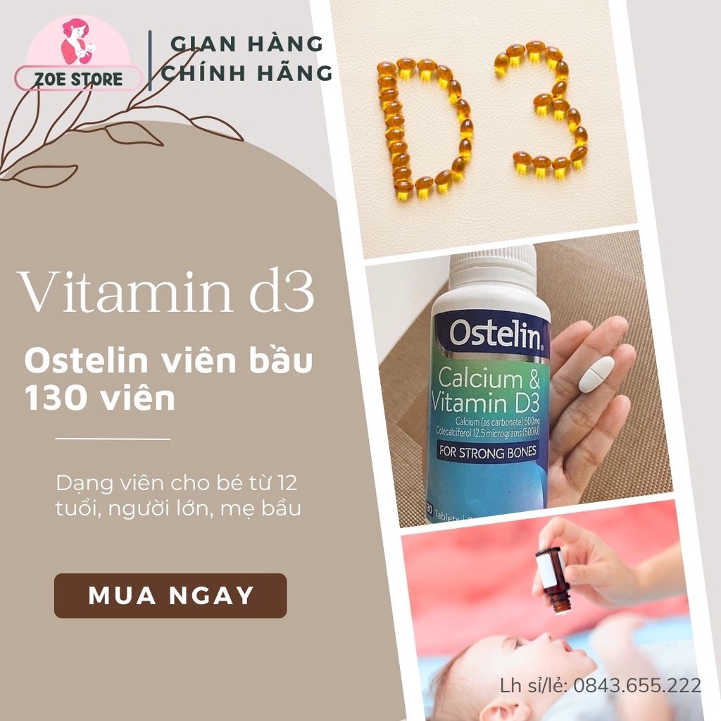 Canxi Osterlin and Vitamin D3 của Úc 130 viên cho người lớn và mẹ bầu
