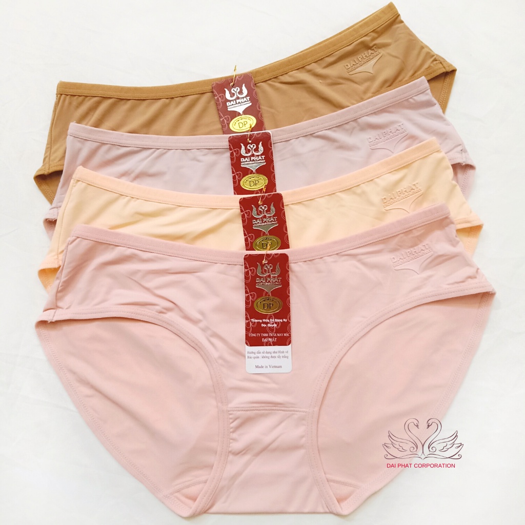Set 10 quần lót nữ thun lạnh trơn cao cấp Đại Phát hình in logo nổi 50-57kg