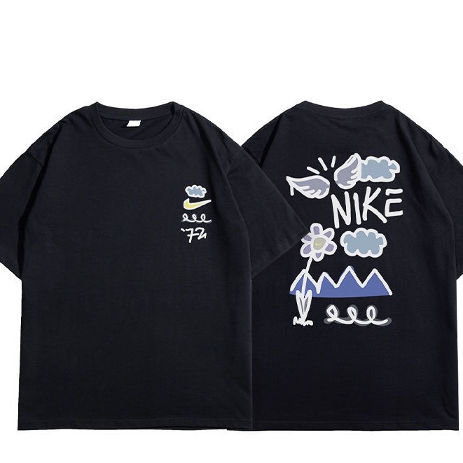 Áo Thun Cotton Thoáng Khí Dáng Rộng In Họa Tiết Graffiti Thời Trang Mùa Hè Cho Nam Và Nữ
