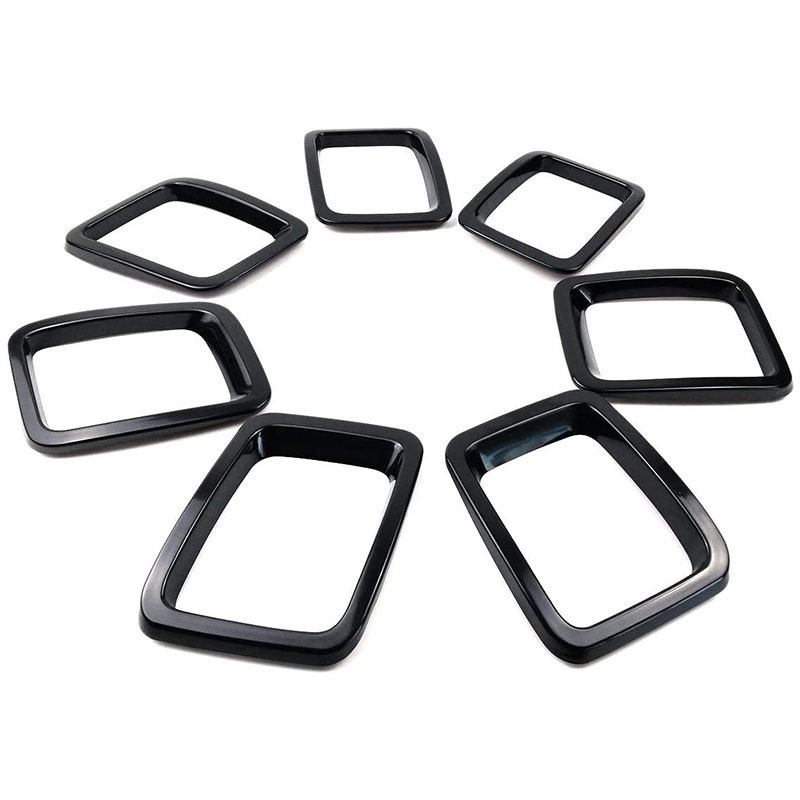7pcs Nắp lưới tản nhiệt phía trước Bộ phụ kiện khung trang trí cho phụ kiện xe Jeep La bàn 2017-2019