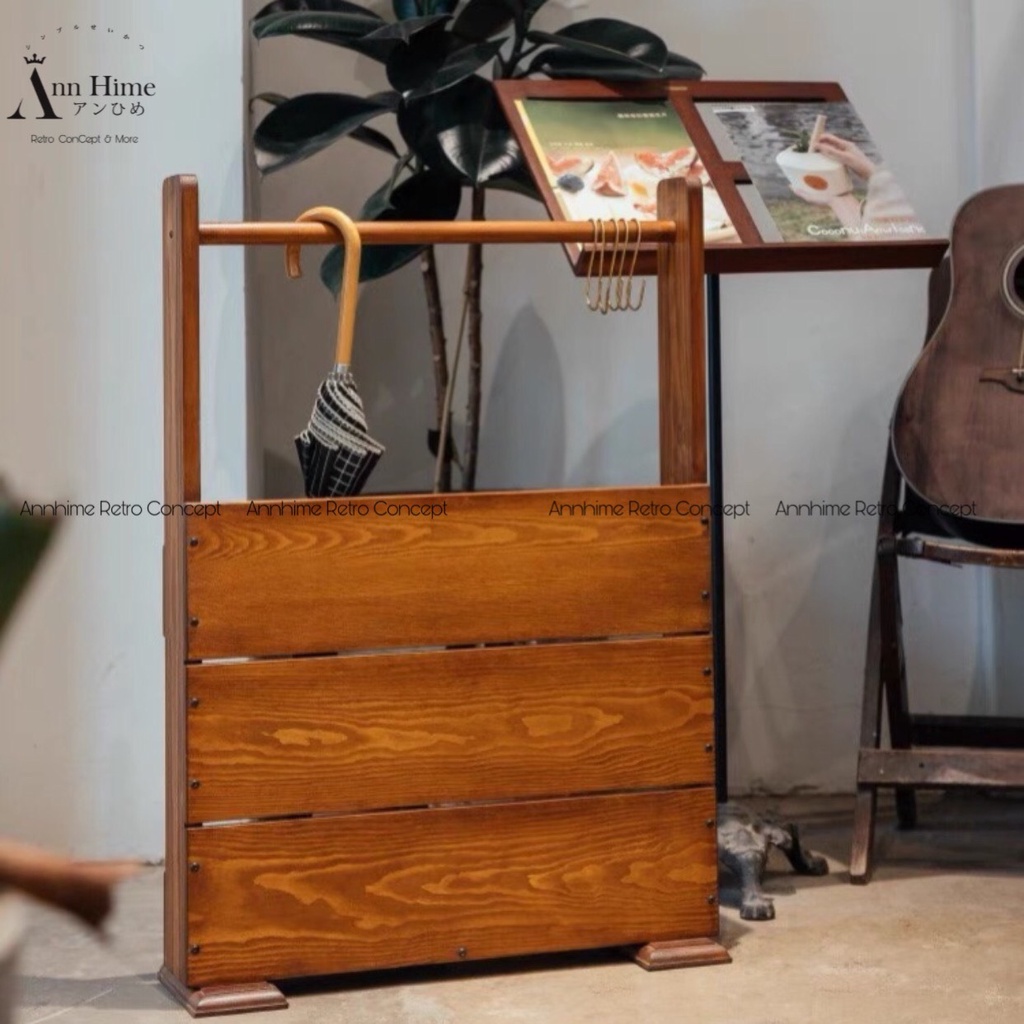 Kệ Gỗ Treo Ô Dù Decor Phòng Khách & Cửa Hàng Kiểu Retro Bắc Âu SP48