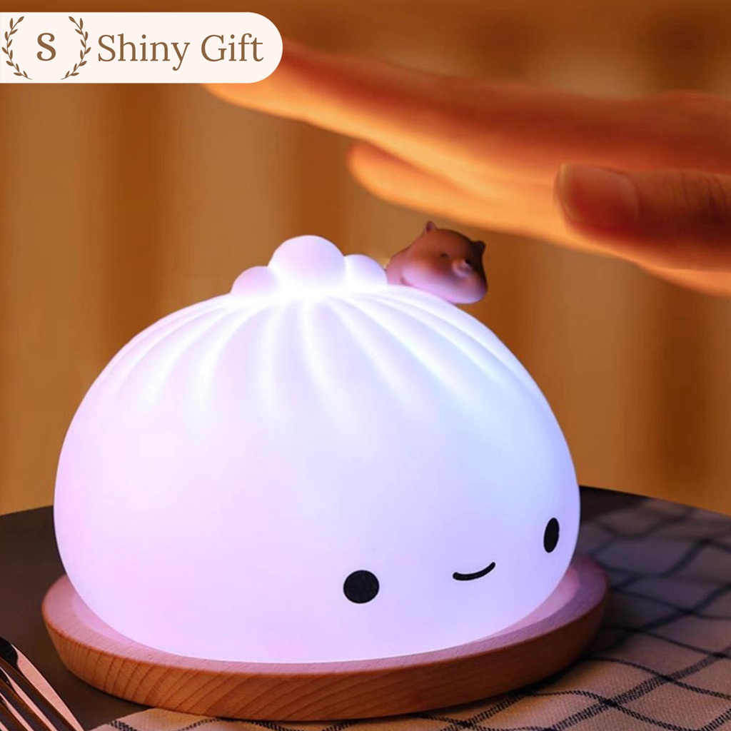 Đèn trang trí, đèn ngủ bánh bao silicone đổi màu