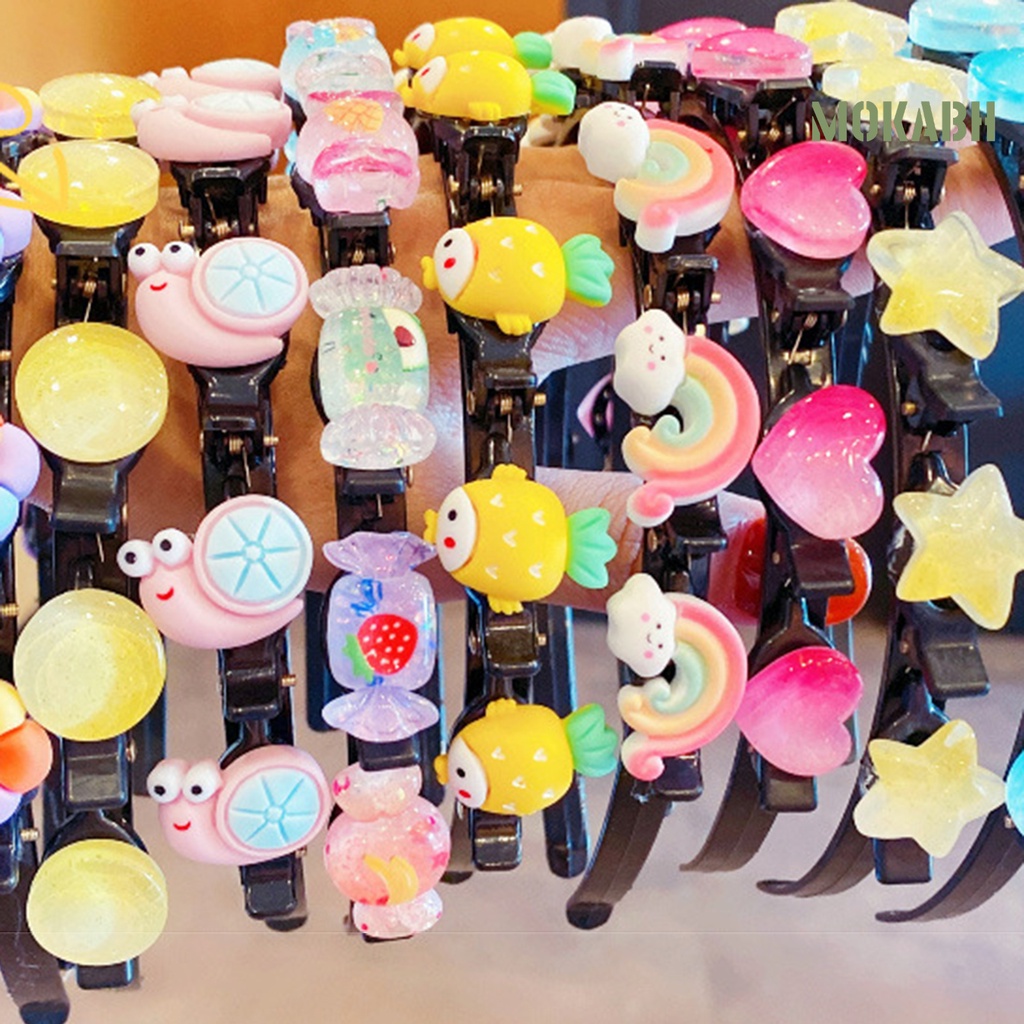 [mokabh] Băng Đô Cài Tóc Co Giãn Nhiều Họa Tiết Dâu Tây Nhiều Màu Sắc Dễ Thương Dành Cho Bé Gái