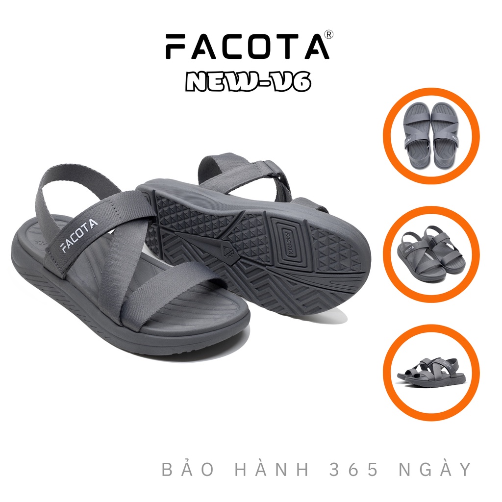FACOTA │Giày Sandal Unisex thể thao Facota V6 R11 - XÁM ĐẬM
