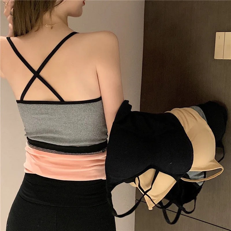 Áo 2 Dây Lót Lông Giữ Nhiệt, Áo Dây Mùa Thu Đông Phong Cách Hàn Quốc