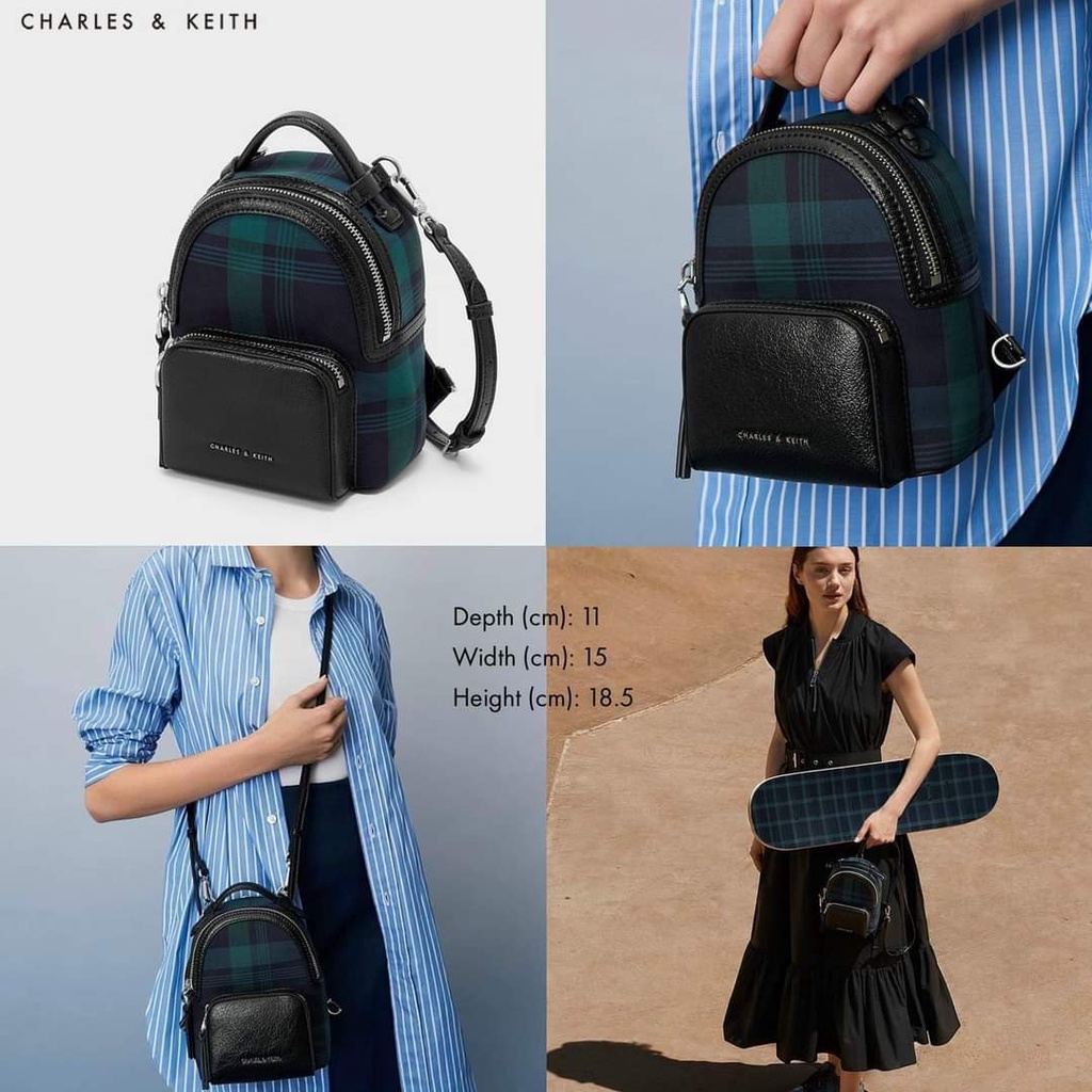 Balo nữ mini Cnk sọc caro phong cách túi đeo chéo