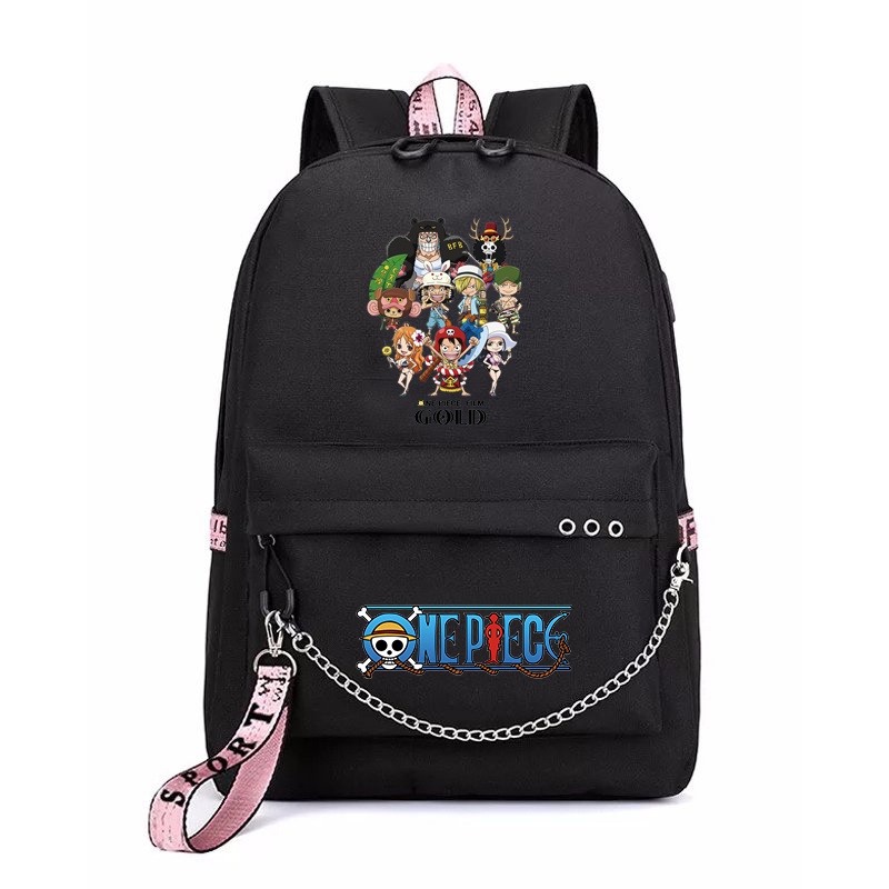 Balo thông minh đen in hình One Piece Red Film Uta ver Băng Nhóm Đảo hải tặc anime chibi dễ thương cặp sách đi học