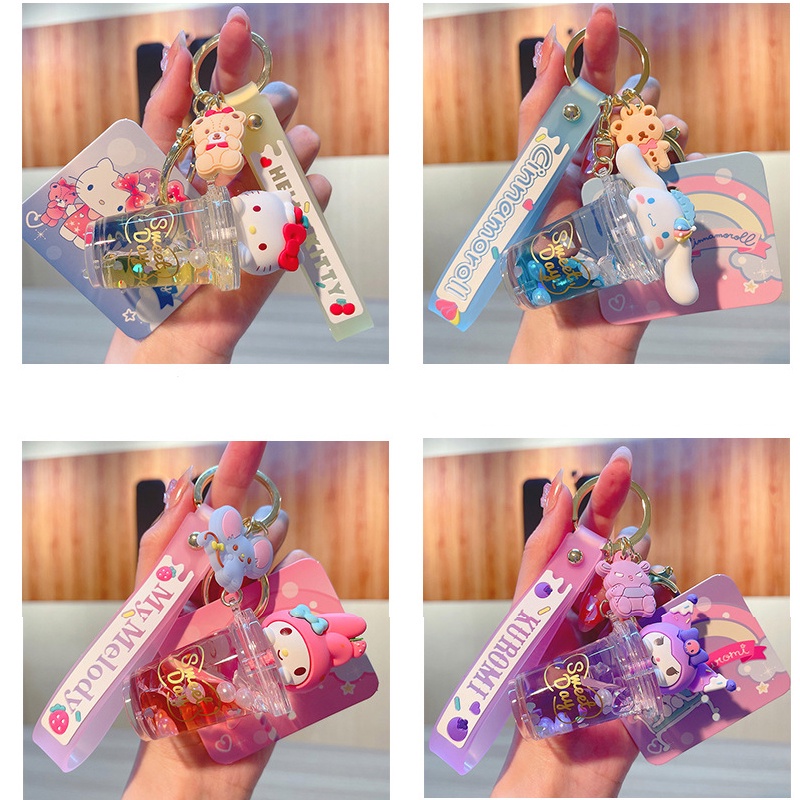 Sanrio Móc Chìa Khóa Kim Tuyến Nước Mymelody Kuromi Thời Trang Cho Cặp Đôi