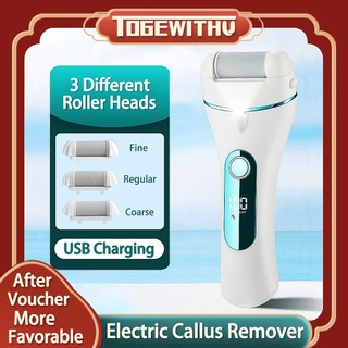 TOGEWITHU Máy tẩy tế bào chết cho bàn chân TOGEWITHU bằng điện cứng có đèn led 3 đầu có thể sạc lại