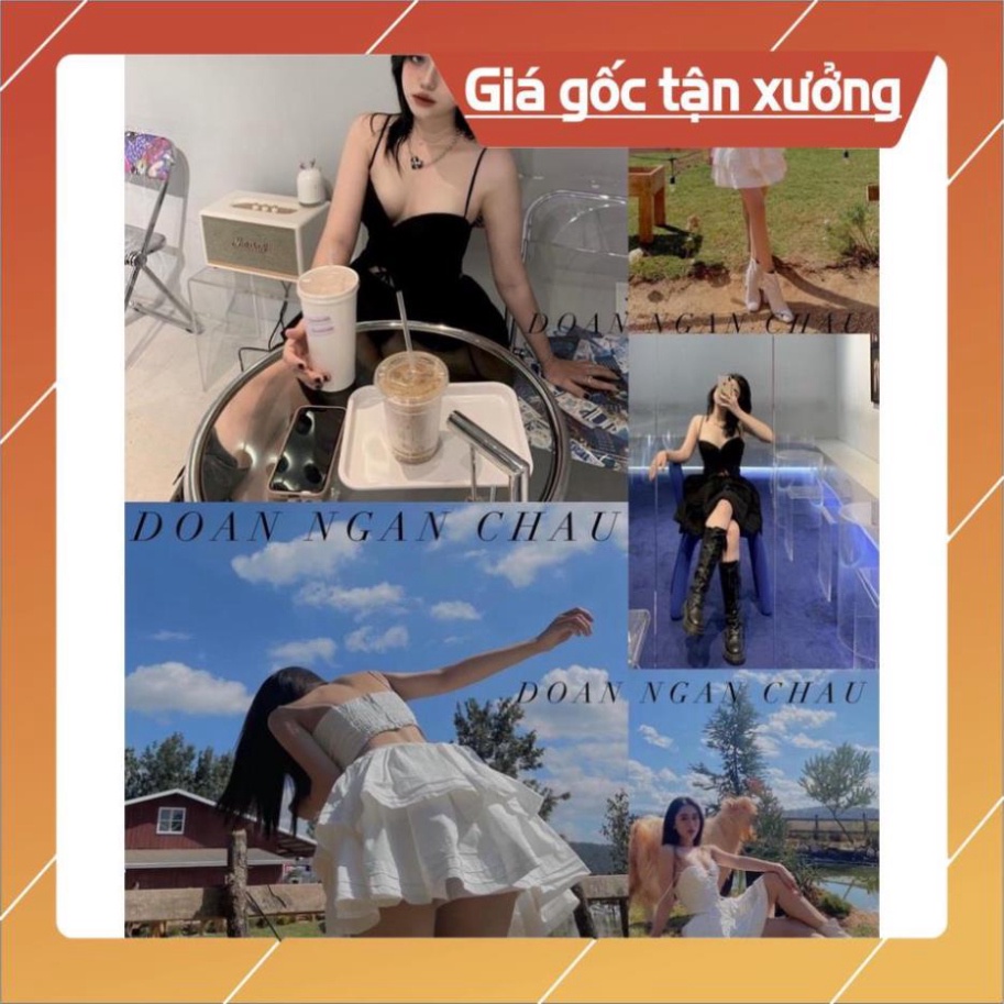 Sét 2 dây cúp ngực ❌ lụa thái ❌ trắng đen đỏ croptop xoè tầng đi biển dự tiệc dạo phố bigsize gợi cảm sexy bigsize đi bi