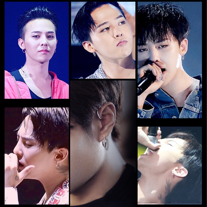 Khuyên Tai Tròn Màu Đen Bạc Bằng Thép Titan Không Gỉ Fantastic789 Dành Cho Nam Nữ