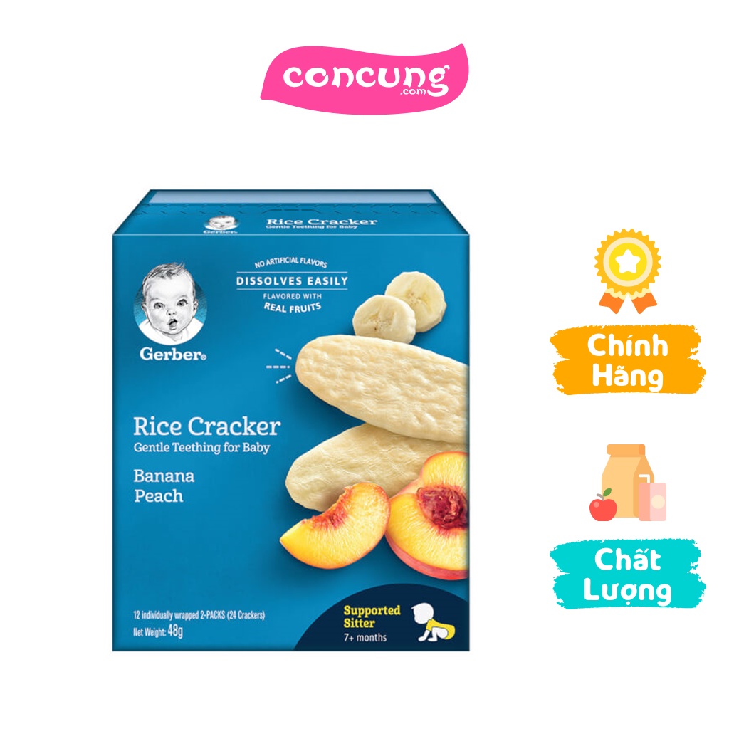 Thực Phẩm Bổ Sung Bánh gạo Gerber vị Chuối Đào