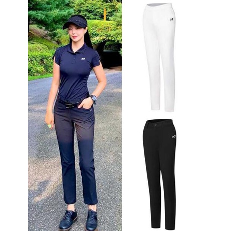Quần Dài Lưng Cao Dáng Ôm Co Giãn Tốt Khô Nhanh Thoáng Khí Chống Nắng Thông Thường Chơi golf Hàn Quốc Cho Nữ