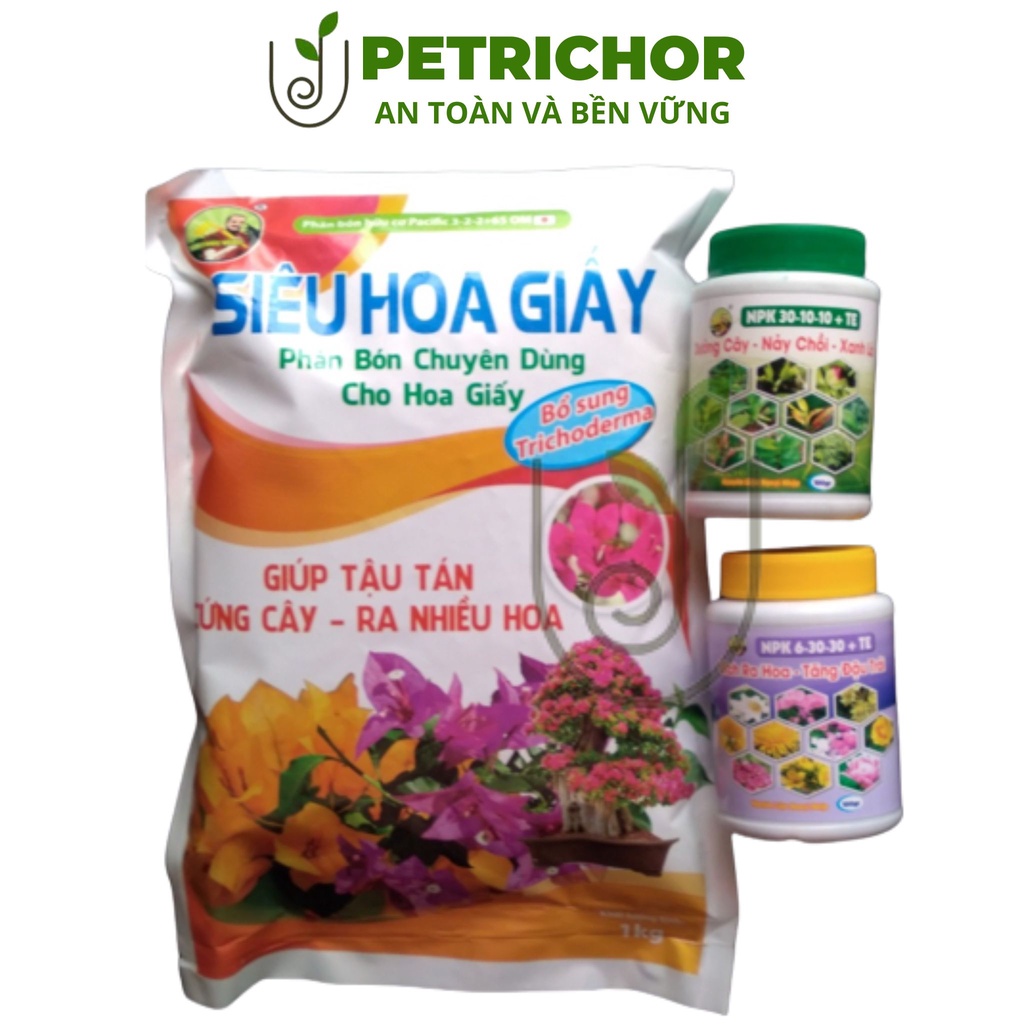 Bộ phân bón chăm sóc và kích hoa giấy, giúp hoa ra đồng loạt, màu đẹp lâu tàn