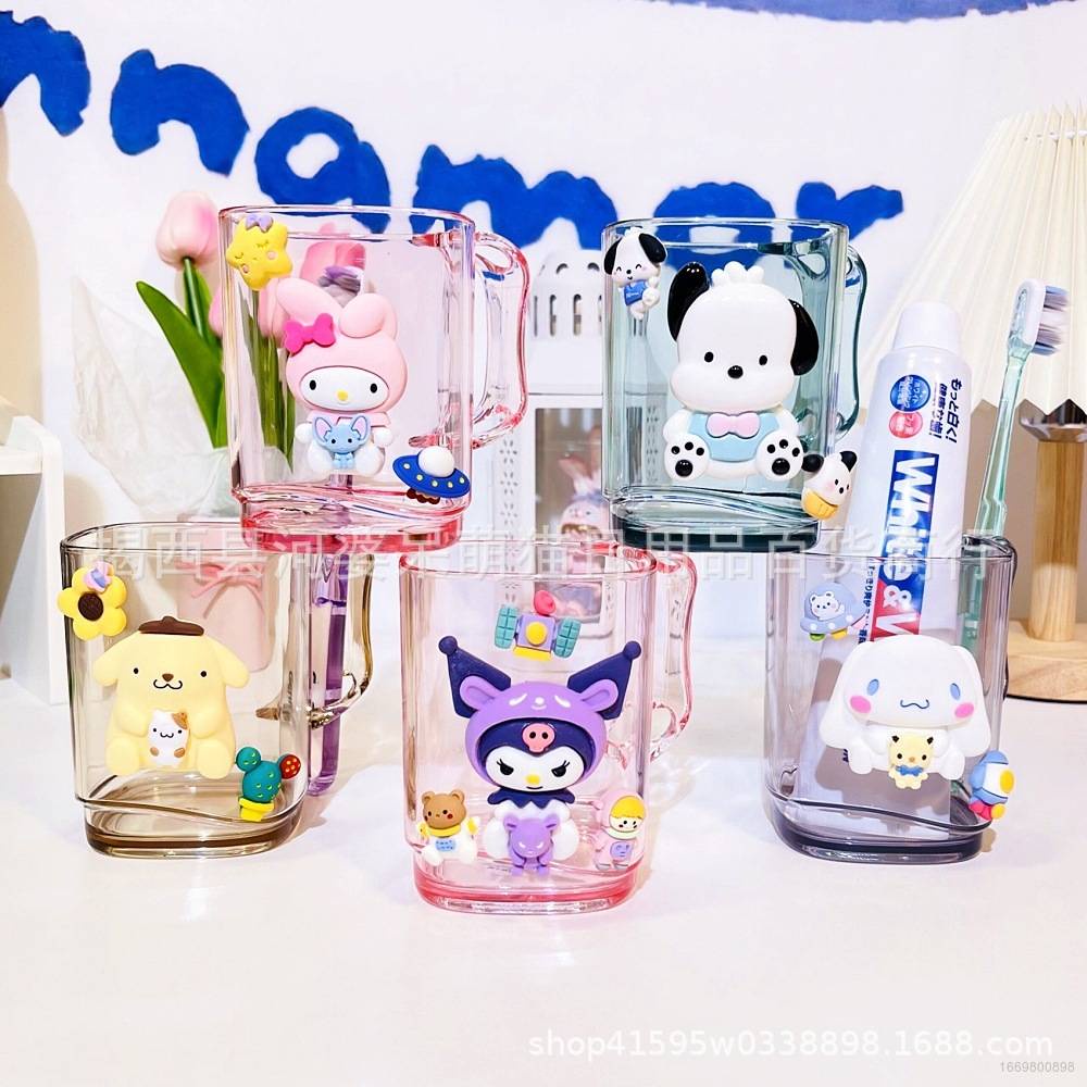 SANRIO Cốc Nhựa Đựng Bàn Chải Đánh Răng In Hình Doraemon / Mickey Dễ Thương Tiện Dụng Cho Cặp Đôi