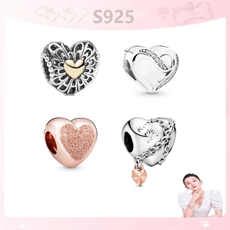 Hạt Charm Mạ Bạc 925 Hình Trái Tim Nhỏ Xinh Hợp Thời Trang