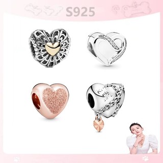 Hạt charm mạ bạc 925 hình trái tim nhỏ xinh hợp thời trang