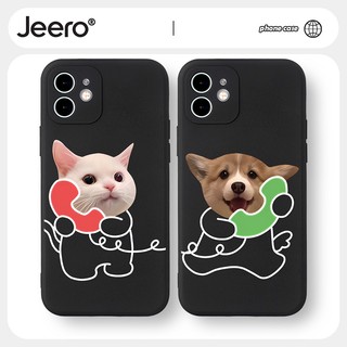 Ốp lưng JEERO cặp đôi dễ thương đẹp đen Cho iPhone 16 15 14 13 12 11 Pro Max SE 2020 X XR XS 8 7 ip Plus kute HFF1914