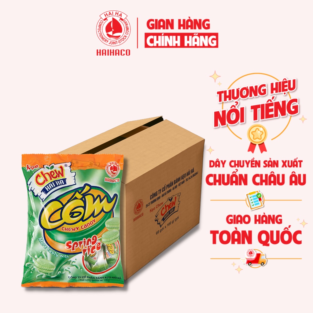 [THÙNG GIÁ SỈ] Kẹo Chew Cốm Hải Hà Túi 100g - 60 Túi/Thùng