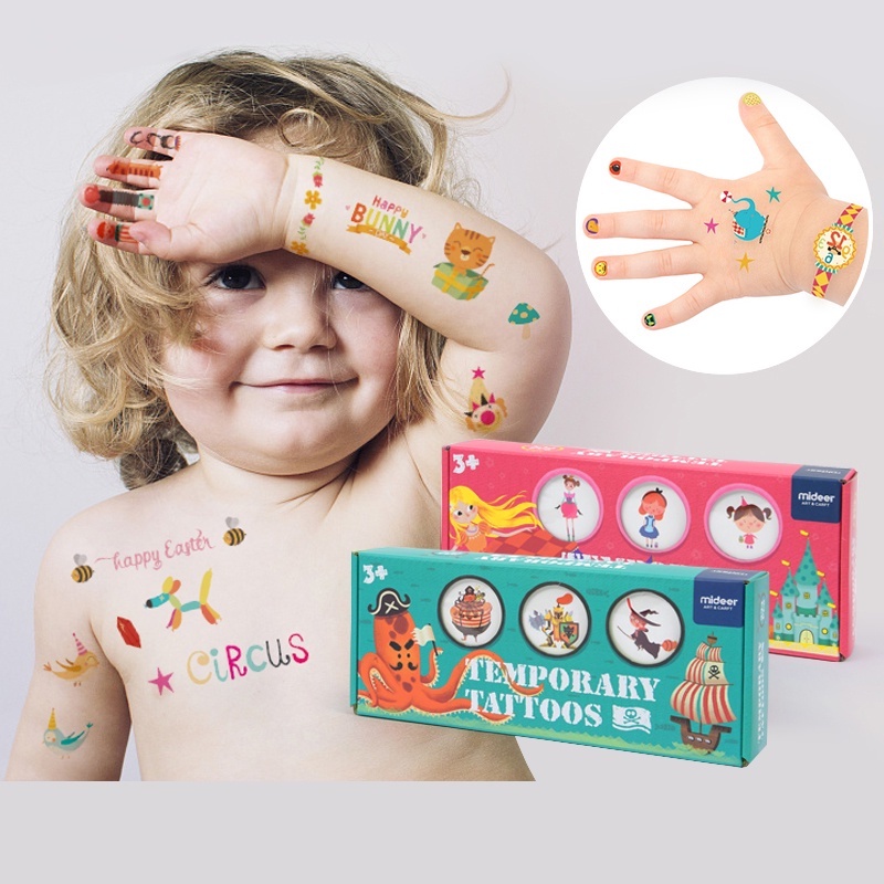 Bộ Đồ Chơi Hình Xăm Tạm Thời và Hình Dán Móng tay An Toàn Cho Trẻ Temporary Tattoos Mideer - CleverKids