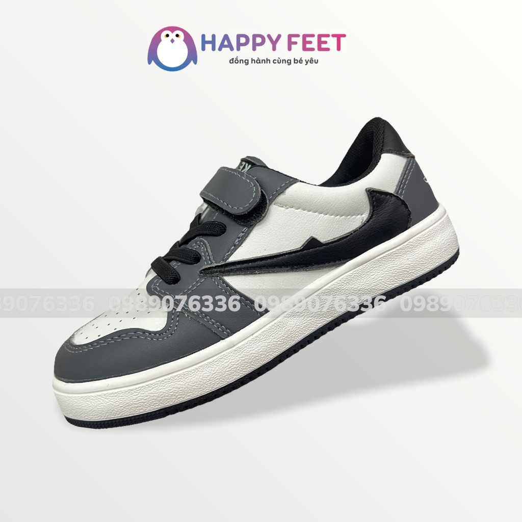 giày cho bé thể thao da đế mềm cổ thấp No818 Happy Feet cho bé trai 3-10 tuổi